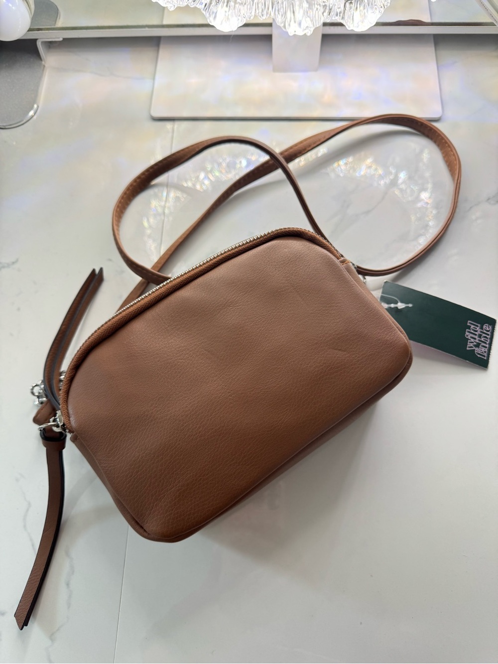 Wild Fable Classic Brown Leather Crossbody Bag